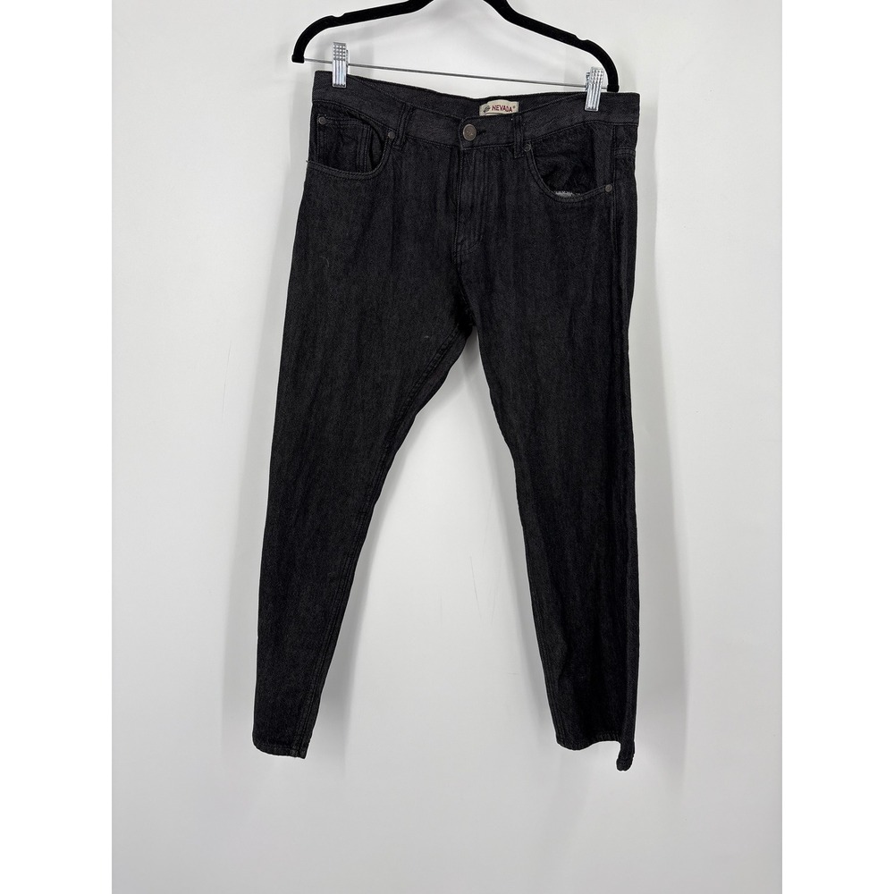 Nevada Mens Black Denim Jeans Straight Leg 34x30 Casual Workwear Five Pocket